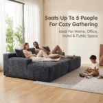 Oversized Double Chaise Compressed Sofa,Corduroy Velvet Frameless Sectional Couch,Vacuum Packed Modern Living Room Sofa - Image 2