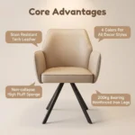 Modern Ergonomic Stackable Pu Leather Padded Dining Chair With Micro-spring Cushion Seat And Metal Legs For Hotel Use - Image 3