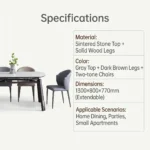 Modern Eco-friendly Sintered Stone Dining Table With Carbon Steel Base Rectangular/round/extendable Hotel Dining Room Furniture - Image 5