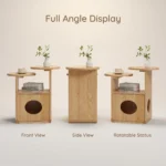 Human-pet Shared Modern Eco-friendly Red Oak Side Table Nightstand Natural Wood Style Multifunctional Corner Table With Cat Hole - Image 5