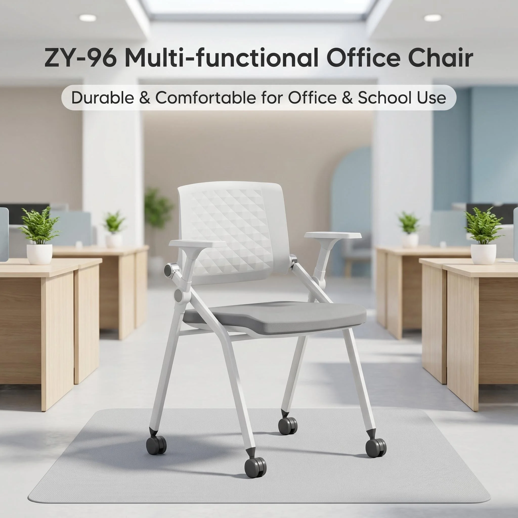 Heb0c504f7964494a84d24380aae06f92C.webp Modern Ergonomic Swivel Office Chair With Fixed Armrest And Backrest For Hotel,Classroom And School - Image 1