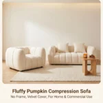 Pumpkin Shaped Compressed Lazy Sofa,Velvet Frameless Single/double Seat Couch,Vacuum Packed Modern Minimalist Leisure Sofa - Image 4