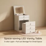 Modern Vanity Desk Drawers Adjustable Led Mirror Makeup Table Mdf Dressing Table Storage Cabinet For Hotel Living Room