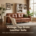 Mid- Modern Chesterfield Square Leather Sofa Set Genuine Leather Upholstered Pillow Back School Park Workshop Basement - Image 4