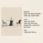 Modern Sintered Stone Dining Table Carbon Steel Base Eco-friendly Waterproof Rectangular/round/extendable Furniture Home Hotel - Image 5