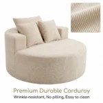 Modern Rectangular Cotton Linen Extendable Lazy Sofa Cream Style Frameless Compressible Leisure Chair Living Room Furniture - Image 6