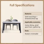 Modern Sintered Stone Dining Table With Carbon Steel Base Waterproof & Durable Rectangular/round/extendable For Home & Hotel Use - Image 5