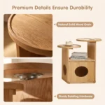 Human-pet Shared Modern Eco-friendly Red Oak Side Table Nightstand Natural Wood Style Multifunctional Corner Table With Cat Hole - Image 6