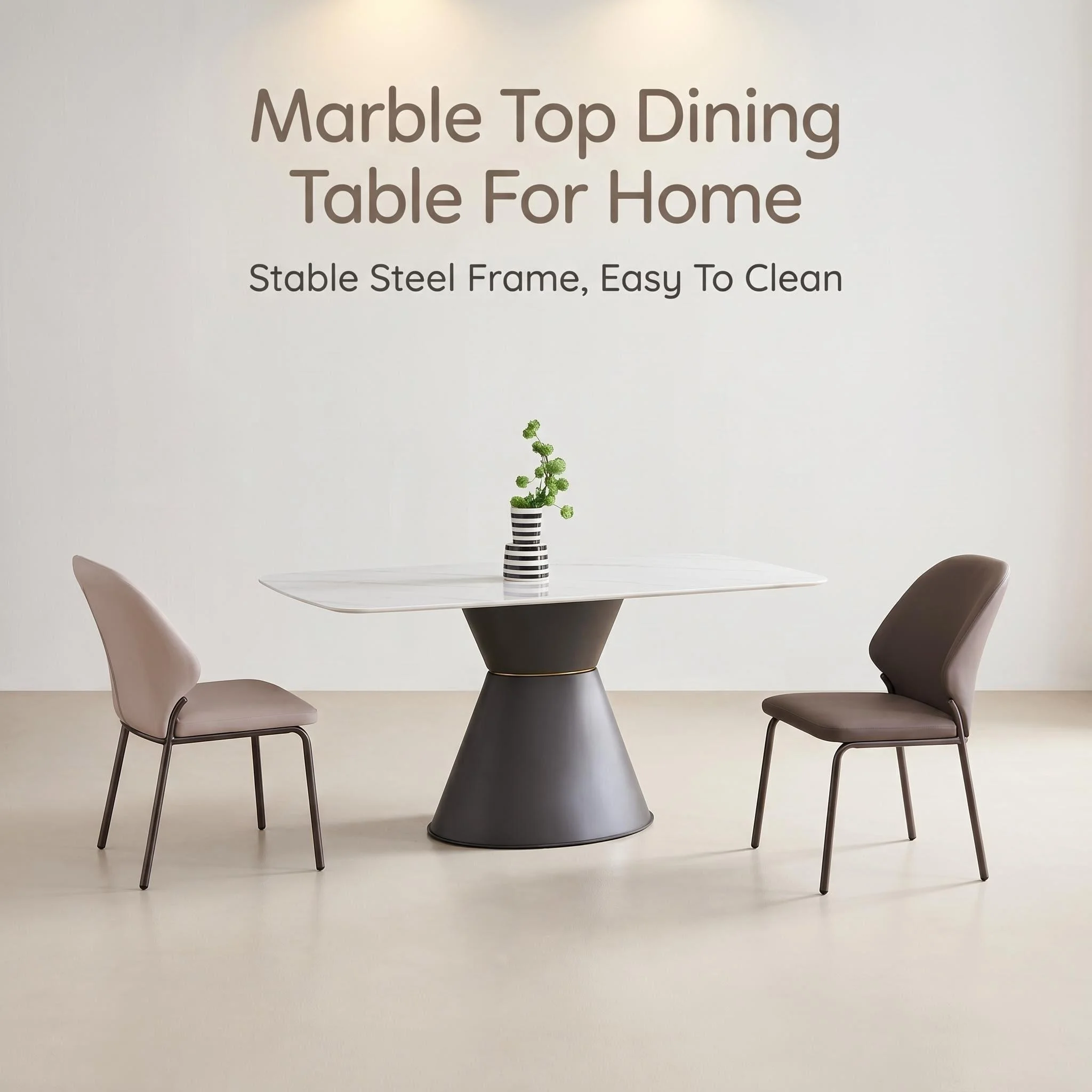 Heea4234d17c84e4dbc967970f605eaf4G.webp Modern Sintered Stone Dining Table Carbon Steel Base Eco-friendly Waterproof Rectangular/round/extendable Furniture Home Hotel - Image 1