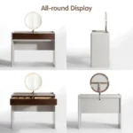 Modern Hotel & Living Room Vanity Desk With Drawers Adjustable Makeup Table Led Mirror Mdf Panel Dressing Table Storage Cabinet - Image 2