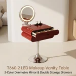 Modern Eco-friendly Vanity Desk Drawers Adjustable Makeup Table Led Mirror Mdf Dressing Table Storage Cabinet Hotel Living Room