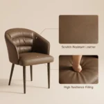 Modern Ergonomic Stackable Pu Leather Padded Dining Chair With Micro-spring Cushion Seat And Metal Legs For Hotel Use - Image 4