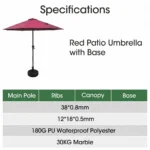 Heavy Duty Patio Umbrella,Waterproof Polyester,Thickened Aluminum Pole,Uv Resistant Outdoor Garden Commercial Sunshade - Image 5