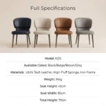 Modern Ergonomic Stackable Foldable Pu Leather Dining Chair With Micro-spring Cushion Seat And Metal Legs For Home & Hotel Use - Image 6
