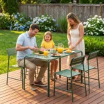 Outdoor Garden Dining Table Chair Set Lightweight Durable Minimalist Design Uv-resistant Powder Coated Metal Frame Pp Seat - Image 2