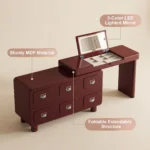 Modern Vanity Desk Drawers Adjustable Makeup Table Led Mirror Mdf Panel Dressing Table Storage Cabinet For Hotel Living Room - Image 4