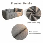 Tufted Grid Compressed Straight Sofa,Fabric Frameless Couch,Vacuum Packed Modern Living Room Sofa - Image 5