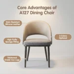 Modern Ergonomic Pu Leather Stackable Dining Chair With Micro-spring Cushion Seat And Metal Legs For Hotel Use - Image 3