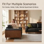 Mid- Modern Eco-leather Square Sofa Vintage Wood Frame Upholstered Couch For Hotel & Gym Use - Image 4