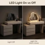 Modern Eco-friendly Vanity Desk Drawers Adjustable Makeup Table Led Mirror Mdf Dressing Table Storage Cabinet Hotel Living Room - Image 6