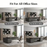 Twilight Series Luxury Executive Office Desk & Filing Cabinet Set With Aluminum Alloy Panel Eco-friendly Durable Water Resistant - Image 3