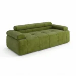 Quilted Grid Compressed Straight Sofa,Velvet Frameless Couch,Vacuum Packed Modern Living Room Sofa