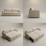 Modern Fabric Pull Out Sofa Bed L Shape Sectional Convertible Sleeper Sofa With Storage Ottoman For Living Room Guest Room - Image 3