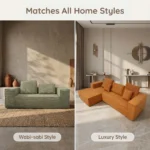 Ks009 Square Compressed Sofa,Linen Fabric Frameless Straight/l-shaped Couch,Vacuum Packed Minimalist Living Room Sofa - Image 3