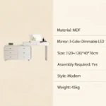 Modern Vanity Desk Drawers Adjustable Makeup Table Led Mirror Mdf Dressing Table Storage Cabinet For Hotel Living Room Bedroom - Image 5