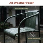 Outdoor Garden Dining Table Chair Set Minimalist Design Uv-resistant Powder Coated Metal Frame Pp Seat For Patios Courtyards - Image 4