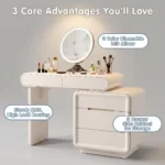 Modern Eco-friendly Durable Vanity Desk Drawers Adjustable Makeup Table Led Mirror Mdf Dressing Table Storage Hotel Living Room - Image 4