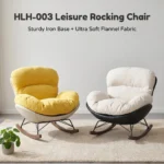 Chenille Fabric Padded Rocking Lounge Chair With Iron Swivel Base Leisure Chair Recliner - Image 4