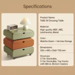 Modern Vanity Desk Drawers Adjustable Makeup Table Led Mirror Mdf Panel Dressing Table Storage Cabinet For Hotel Living Room - Image 5