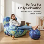 Modern Extendable Tufted Compression Armchair Set Creative Single Sofa Chair With Art Print Design - Image 4