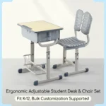 Ergonomic Double Backrest Adjustable Eco-friendly Durable Modern Student Desk Chair Set For Bedroom School Workshop Use Pen Slot - Image 2