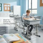 Ergonomic Double Backrest Adjustable Eco-friendly Durable Modern Student Desk Chair Set For Bedroom School Workshop Use Pen Slot - Image 4
