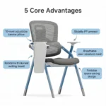Modern Ergonomic Swivel Office Chair With Fixed Armrest And Backrest For Hotel,Classroom And School - Image 4
