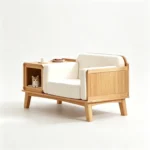 Pet Friendly Chesterfield Sofa Solid Red Oak Frame Linen Fabric Minimalist Design For Apartment Warehouse Use Human Pet Shared