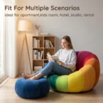Modern Rainbow Petal Extendable Lazy Sofa Set Creative Rectangular Leisure Single Sofa Chair With Ottoman Living Room Furniture - Image 4