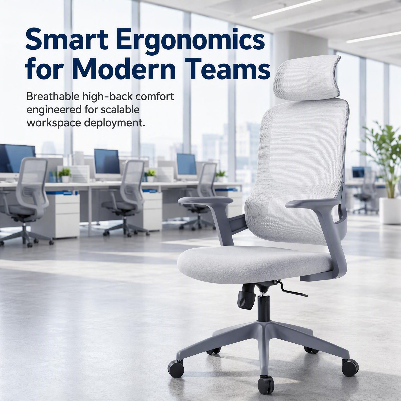 01_首屏主视觉_呈现开阔工位主视觉与核心价值 DY2602A Mesh Staff Office Chair, Budget Ergonomic Swivel Chair for Bulk Office Workstation Project - Image 1