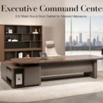 S01-B2820A 2.8m Modern Luxury Executive Desk, Walnut Veneer CEO Office Table with Side Return Cabinet