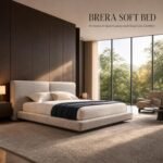 Z8031 Brera Linen Upholstered Bed, Luxury Oversized Headboard Soft Bed for Master Bedroom