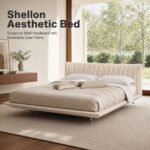 Z8032 Shellon Linen Upholstered Bed, Modern Vertical Pleated Fabric Soft Bed for Master Bedroom