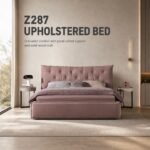 Z287 Upholstered Fabric Bed, Large Tufted Headboard Soft Bed for Master Bedroom