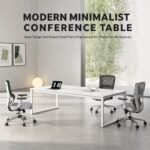 White Simple Conference Table, 2 Sizes 1.8m / 2m, Small Meeting Desk for Interview & Discussion Room