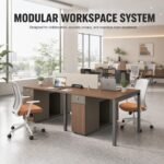 S01-F1212A 2-Person Back-to-Back Office Workstation & S01-F1212B Modular Extension Unit, Staff Partition Desk