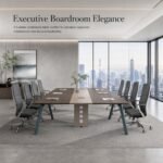 S77-H3212A 3.2m Nightingale Walnut Conference Table, 12-14 Seats Premium Office Meeting Desk with Power Outlet