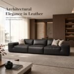 Model K38 Genuine Leather Modular Sofa, Italian Minimalist Luxury Reception Sofa