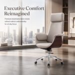 Model 821 Khaki & Coffee Fabric Executive Swivel Chair, Breathable High Back Office Chair for Hot Climate