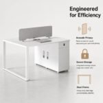 White 2-Person Back-to-Back Office Workstation & Matching White Modular Extension Staff Desk - Image 5